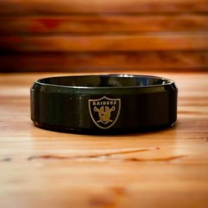 Las Vegas Raiders NFL mens titanium ring. Unique gift idea.
